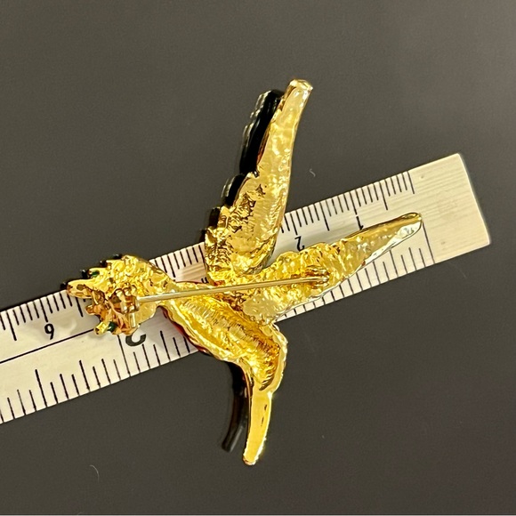 Vintage Enamel with Rhinestones Hummingbird Brooch - Picture 12 of 14